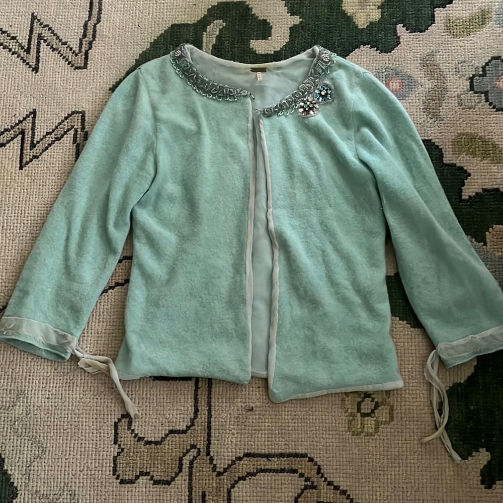 Free People Teal Vintage Sweater Size Medium